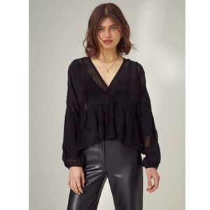 Aritzia Wilfred Black Floral Peplum Blouse Top - Size M